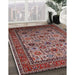 Mid-Century Modern Khaki Rose Pink Oriental Rug in Family Room, urb2335