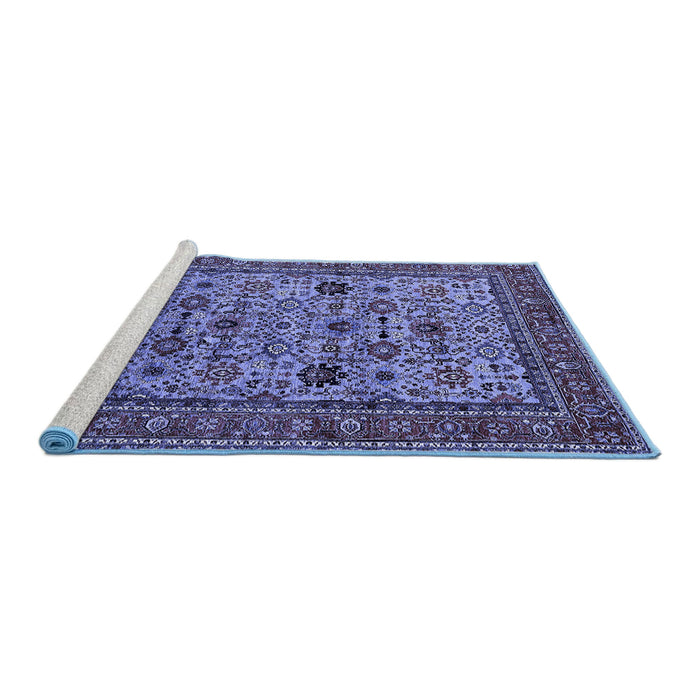 Sideview of Machine Washable Oriental Blue Industrial Rug, wshurb2335blu