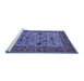 Sideview of Machine Washable Oriental Blue Industrial Rug, wshurb2335blu