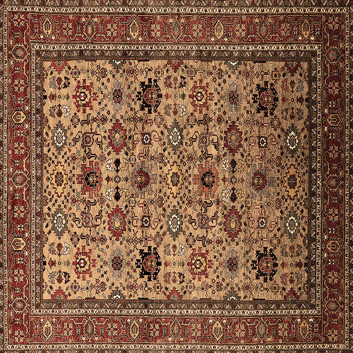 Square Machine Washable Oriental Brown Industrial Rug, wshurb2335brn