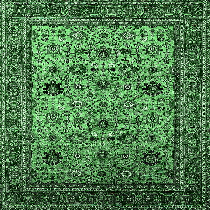 Square Machine Washable Oriental Emerald Green Industrial Area Rugs, wshurb2335emgrn