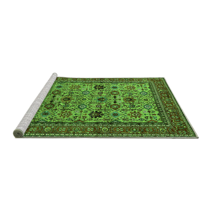 Sideview of Machine Washable Oriental Green Industrial Area Rugs, wshurb2335grn