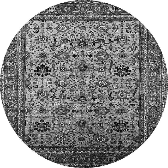 Round Machine Washable Oriental Gray Industrial Rug, wshurb2335gry