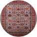 Round Mid-Century Modern Khaki Rose Pink Oriental Rug, urb2335