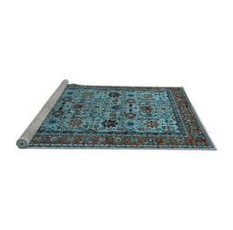 Sideview of Machine Washable Oriental Light Blue Industrial Rug, wshurb2335lblu
