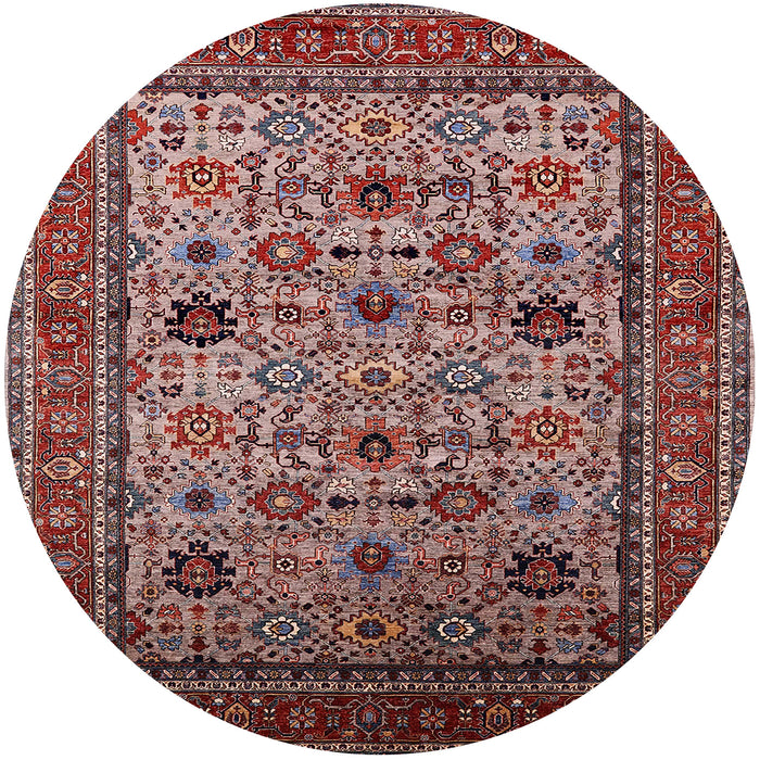 Round Machine Washable Industrial Modern Khaki Rose Pink Rug, wshurb2335