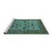 Sideview of Machine Washable Oriental Turquoise Industrial Area Rugs, wshurb2335turq