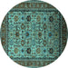 Round Oriental Turquoise Industrial Rug, urb2335turq