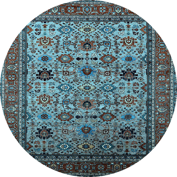 Round Oriental Light Blue Industrial Rug, urb2335lblu