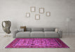Machine Washable Oriental Pink Industrial Rug in a Living Room, wshurb2335pnk