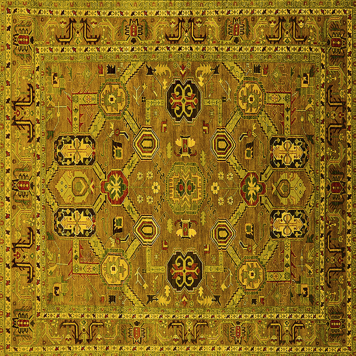 Square Oriental Yellow Traditional Rug, urb2336yw