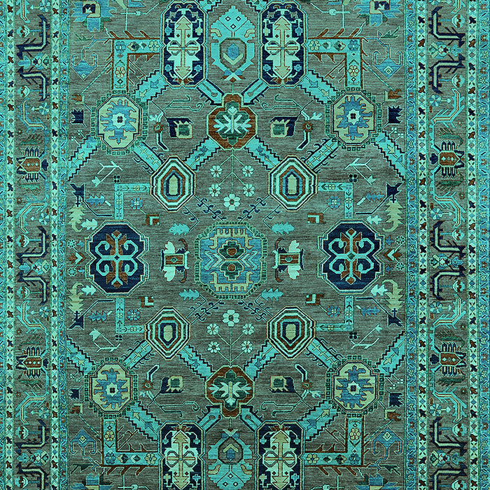 Machine Washable Oriental Turquoise Traditional Area Rugs, wshurb2336turq