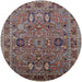 Round Mid-Century Modern Reddish Brown Oriental Rug, urb2336