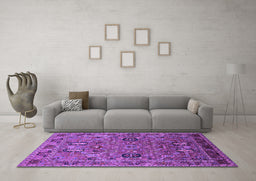 Machine Washable Oriental Purple Traditional Area Rugs in a Living Room, wshurb2336pur