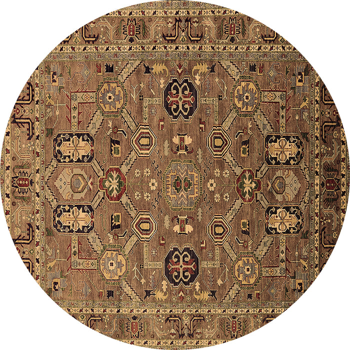 Round Oriental Brown Traditional Rug, urb2336brn