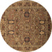 Round Oriental Brown Traditional Rug, urb2336brn
