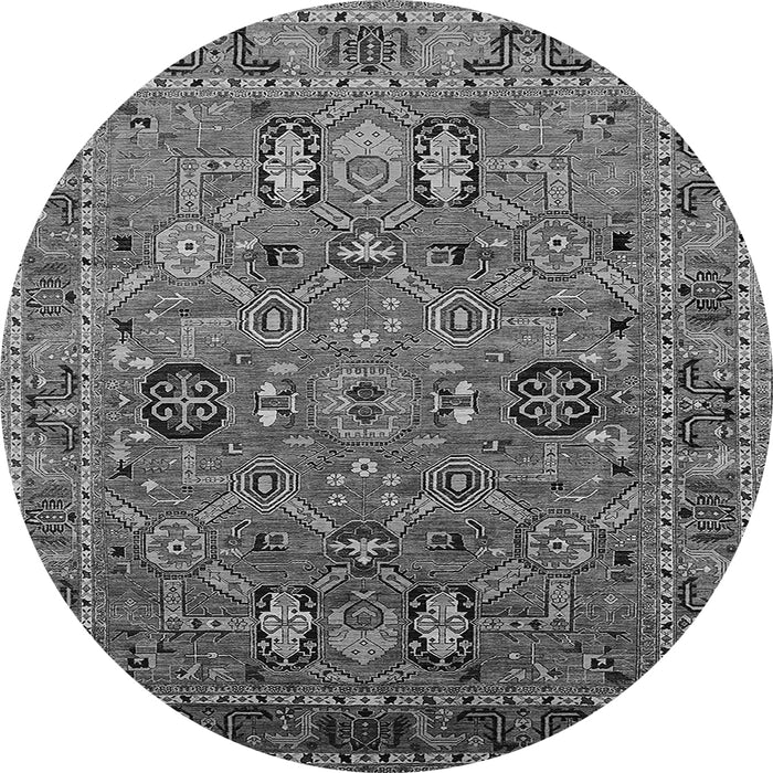 Round Oriental Gray Traditional Rug, urb2336gry