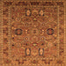 Square Machine Washable Oriental Orange Traditional Area Rugs, wshurb2336org