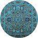 Round Oriental Light Blue Traditional Rug, urb2336lblu