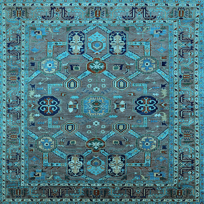 Square Oriental Light Blue Traditional Rug, urb2336lblu