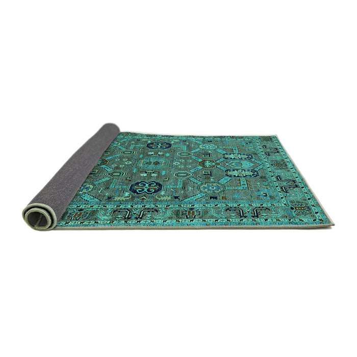Sideview of Oriental Turquoise Traditional Rug, urb2336turq
