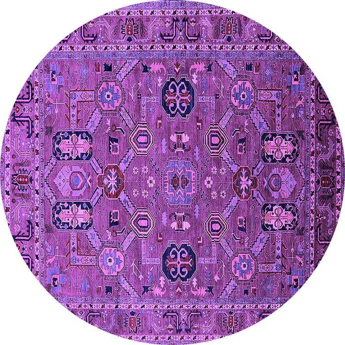 Round Machine Washable Oriental Purple Traditional Area Rugs, wshurb2336pur