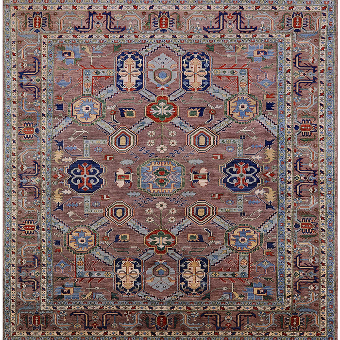 Square Mid-Century Modern Reddish Brown Oriental Rug, urb2336