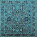 Square Machine Washable Oriental Light Blue Traditional Rug, wshurb2336lblu