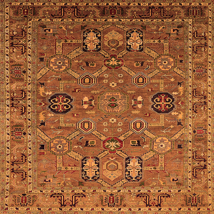 Square Oriental Orange Traditional Rug, urb2336org