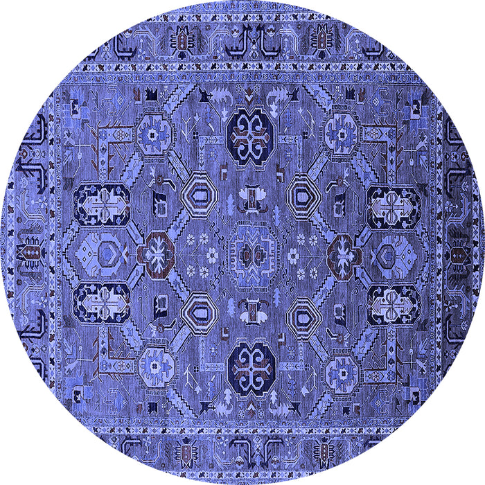 Round Oriental Blue Traditional Rug, urb2336blu