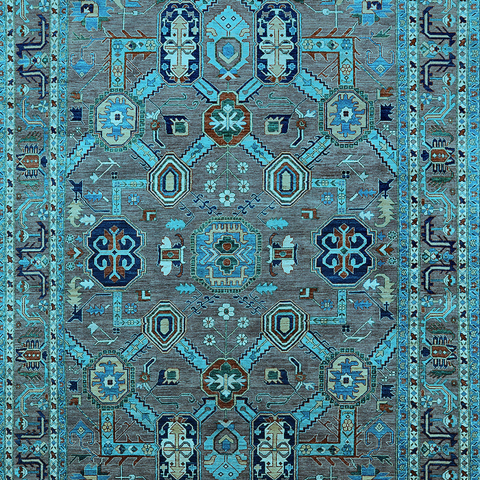 Machine Washable Oriental Light Blue Traditional Rug, wshurb2336lblu