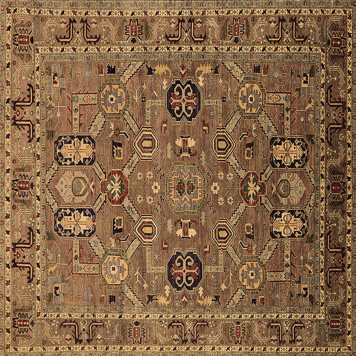 Square Oriental Brown Traditional Rug, urb2336brn