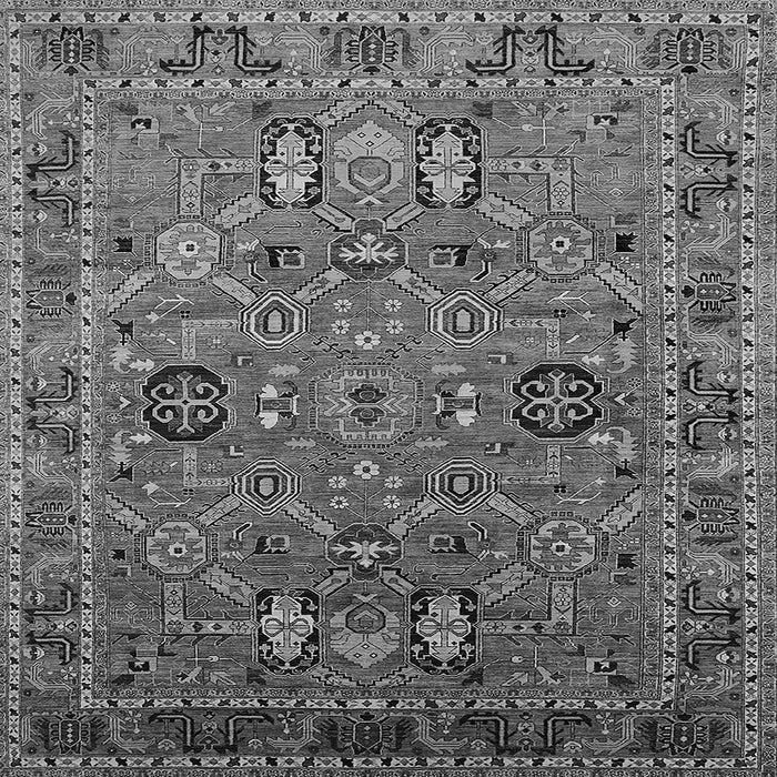 Square Machine Washable Oriental Gray Traditional Rug, wshurb2336gry