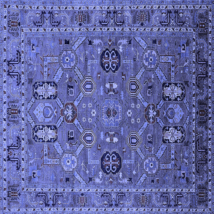 Square Machine Washable Oriental Blue Traditional Rug, wshurb2336blu