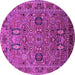 Round Oriental Pink Traditional Rug, urb2336pnk