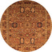 Round Oriental Orange Traditional Rug, urb2336org