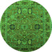 Round Oriental Green Traditional Rug, urb2336grn
