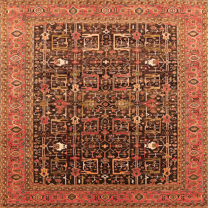 Square Oriental Orange Industrial Rug, urb2337org