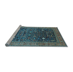 Sideview of Machine Washable Oriental Light Blue Industrial Rug, wshurb2337lblu
