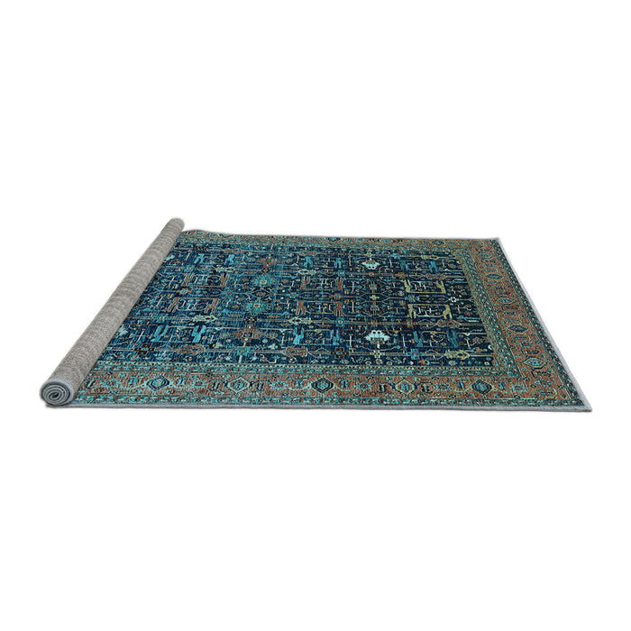 Sideview of Machine Washable Oriental Light Blue Industrial Rug, wshurb2337lblu