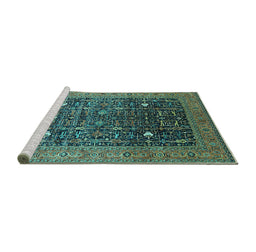 Sideview of Machine Washable Oriental Turquoise Industrial Area Rugs, wshurb2337turq