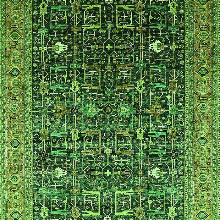 Machine Washable Oriental Green Industrial Area Rugs, wshurb2337grn