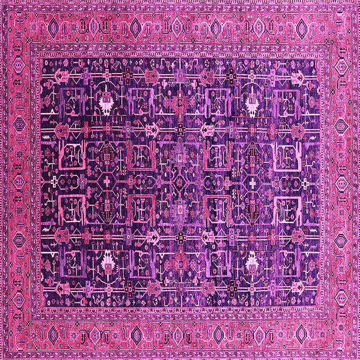 Square Machine Washable Oriental Pink Industrial Rug, wshurb2337pnk