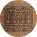 Round Oriental Brown Industrial Rug, urb2337brn