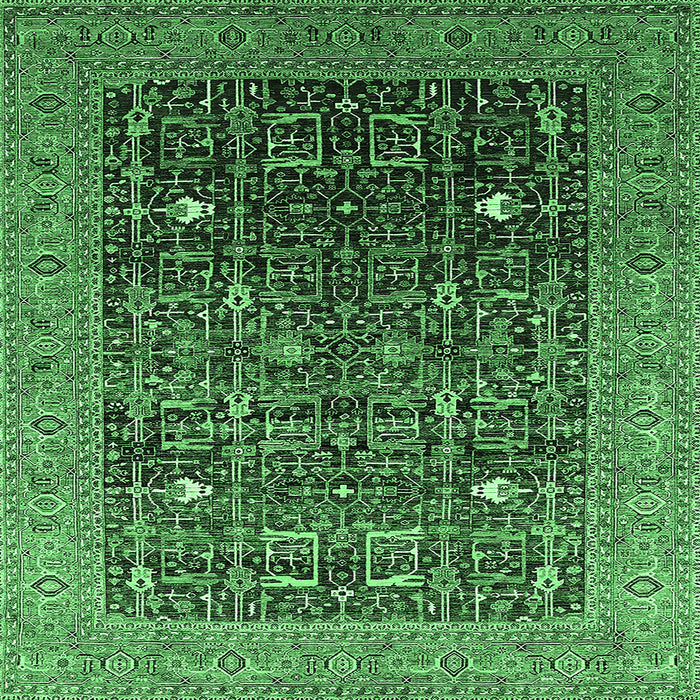 Square Oriental Emerald Green Industrial Rug, urb2337emgrn