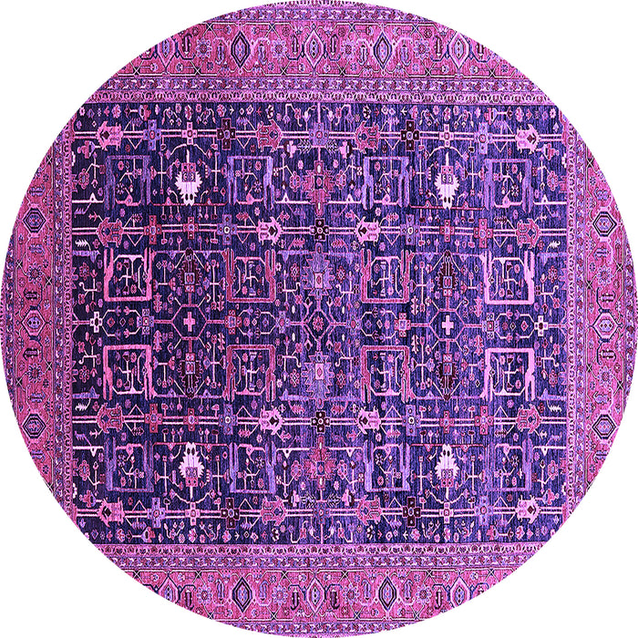 Round Machine Washable Oriental Purple Industrial Area Rugs, wshurb2337pur