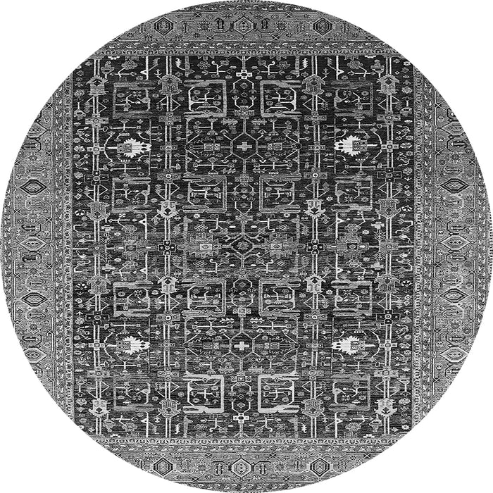 Round Oriental Gray Industrial Rug, urb2337gry