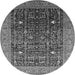 Round Oriental Gray Industrial Rug, urb2337gry