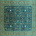 Square Oriental Turquoise Industrial Rug, urb2337turq