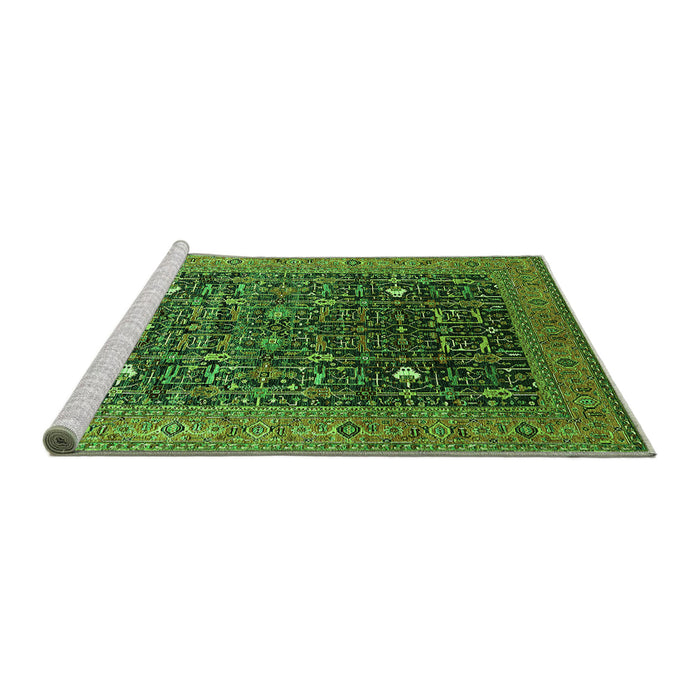 Sideview of Machine Washable Oriental Green Industrial Area Rugs, wshurb2337grn
